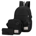 กระเป๋าเป้ผู้ชาย/Oxford cloth three-piece backpack usb computer backpack men's casual large-capacity student backpack