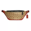 กระเป๋าคาดอก Coach แท้ รุ่นใหม่ Coated canvas และหนังแท้ คาดอกและคาดเอว COACH C8386 Signature Colorblock Warren Belt Bag Khaki Terracotta