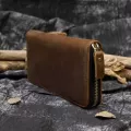 Vintage Men Double Zier Wlet Crazy Horse Genuine Leather Card Holder Zip Around Clutch Se Phone Bag Cn Pocet Bag