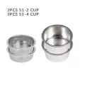 24pcs 51mm 2-Cup 4-Cup High Pressure Breville Delonghi Krups Coffee Machine Filter Basket Pod Stainless Steel Single Layer Cups