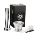 Icafilasfast Nespresso Stainless Steel Refillable Coffee Capsule Coffee Tamper Reusable Coffee Pod Coffeeware