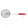 Stainless steel Scoop food, scoop food, scatter, scattering the frying, red handle, size 16 cm.