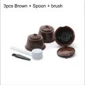 3pcs Multi-Colors Refillable For Dolce Gusto Coffee Capsule Refillable Caps Plastic Spoon Brush Filter Baskets Pod Easy To Clean