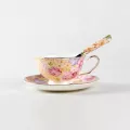 Wourmth European British Style White Dots Little Rabbit Ceramic Bone China Coffee Cup Saucer Set Black Tea Cup Milk With