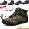 YI FASHION Outdoor Men's camouflage Waterproof low-top hiking shoes,camping boots,wear-resistant รองเท้าเดินป่า
