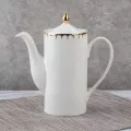 British Afternoon Tea Set Ceramic Hand-Painted Golden Tea Pot White European Style High Coffee Pot Filter Porcelain Teapot