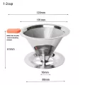 Reusable Coffee Filter V60 Stainless Steel Coffee Dripper Funnel Filter Cup Paper-Free Strainer Coffee Utensils