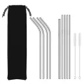 Set Of 9 Reusable Replacement Metal Stainless Steel Straws With 2 Cleaning Bristle Brushes For 30oz Yeti Rtic Ozark Tumbler