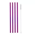 4pcs Colorful 304 Stainless Steel Metal Drinking Straw Reusable Straight Bent Straws With Cleaner Brush Storage Bag Accessory