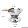 Reusable Coffee Filter 304 Stainless Steel Cone Coffee Filter Baskets Mesh Strainer Pour Over Coffee Dripper