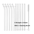 10pcs Smoothie Glass Straws 20cm" L X 8 Mm W Lead-Free Reusable Long Drinking Straws For Smoothie Milkshakes Bubble Tea