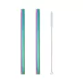 Jankng 2 Pcs Rainbow Blue Bent Metal Straw Diameter 12mm Stainless Steel Bubble Milk Tea Straws Reusable Glass Drinking Straw