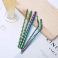 4pcs Colorful 304 Stainless Steel Straws Reusable Drinking Straw High Quality Metal Straws With Cleaner Brush