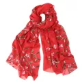 Ladies Ten Mile Peach Blossom Chiffon Flower Embroidered Scarf Muslim Scarf Turban Women's Chiffon Hooded Shawl Scarf 50*