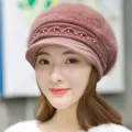 Autumn Winter Warm Hats Female Rabbit Plus Velvet Warm Knitted Beanei Ladies Woolen Hat Earmuffs Mother Duck Cap Trendy