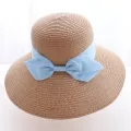 Sqteio Summer Outdoor Hat Big Along The Straw Hat Female Travel Sun Visor Bow Folding Cap