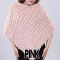 Brand Women Real Rabbit Fur Shawl Natural Real Knitted Real Rabbit Fur Poncho Scarf Autumn Winter Rabbit Fur Pashmina