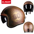 LS2 Spitfire Vintage หมวกกันน็อคเปิดหน้าแฟชั่น Retro Jet ครึ่งหมวกกันน็อก LS2 OF599 Casque Moto ฟอง Visor หัวเข็มขัด