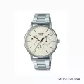 CASIO Standard นาฬิกาข้อมือ ผู้ชาย สายหนัง รุ่น MTP-E320D-9EVDF หน้าปัดสีขาวครีม MTP-E320D-9A