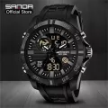 Sanda, new, original men, waterproof watches, sports watches, Digital quartz watches, luxury brand watch, Dual LED display, swimming watches