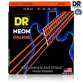 DR Strings NOB5-45 สายกีตาร์เบส 5 สาย แบบเคลือบ สีส้ม เรืองแสง Medium, 45/125 ** Made in U.S.A.**
