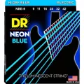 DR Strings สายกีตาร์ไฟฟ้า แบบเรืองแสง เบอร์ 9 สายเคลือบ สีน้ำเงินนีออน รุ่น NBE-9 Light, 9-42 ** Made in USA **