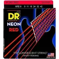 DR Strings สายกีตาร์ไฟฟ้า แบบเรืองแสง เบอร์ 9 สายเคลือบ สีแดงนีออน รุ่น NRE-9 Light, 9-42 ** Made in USA **