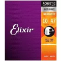 Elixir® Nanoweb สายกีตาร์โปร่ง เบอร์ 10 แบบเคลือบ 80/20 Bronze ของแท้ 100% Extra Light, .010 - .047 ** Made in USA **