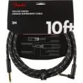Fender® Deluxe Series Black Tweed สายแจ็คกีตาร์ 3 เมตร แบบพรีเมียม หัวงอชุบทอง 10FT Deluxe Series Instrument Cable