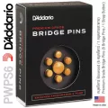 D'Addario® PWPS6 Bridge Pins หมุดกีตาร์ + หมุดสายสะพาย วัสดุ Solid Boxwood  Premium Grade Bridge Pins , 6 หมุดกีตาร์ /