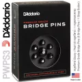 D'Addario® PWPS3 Bridge Pins หมุดกีตาร์ + หมุดสายสะพาย วัสดุไม้แท้ ลาย Ebony / Pearl  Premium Grade Bridge Pins , 6 หม