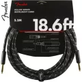 FENDER® Deluxe Series Black Tweed สายแจ็คกีตาร์ 5.5M /18.6FT แบบไนลอนถัก หัวชุบทอง หัวตรงสองด้าน ของแท้ 100% สีดำ
