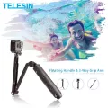 Telesin 3 WAY GRIP TRIPOD Selfie Stick Hand Grip MONOPOD Tripod for Gopro Hero 8 7 6 Gopro Max DJI OSMO Action 3 WAY