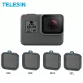 TELESIN CPL โพลาไรซ์โพลาไรเซอร์ ND4 ND8 ND16 ฟิลเตอร์ชุดกรองเลนส์กล้องแอ็คชั่นสำหรับ GoPro Hero 5 Hero 6 Hero 7 สีดำ