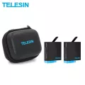 TELESIN 2Pcs 1220mAh เปลี่ยนแบตเตอรี่ + กระเป๋าเก็บมินิสีดำสำหรับ GoPro Hero 8 7 6 5 สีดำอุปกรณ์เสริมกล้อง
