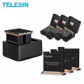 TELESIN 2x 1300mAh แบตเตอรี่และที่เก็บการ์ด TF + 3 สล็อต Fast Charger พร้อมสาย Type C สำหรับ DJI Osmo Action แบตเตอรี่ชุดชาร์จ