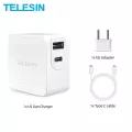 TELESIN GaN 65W Fast Charger USB PD QC 3.0 สำหรับ GoPro Osmo Action สำหรับ Macbook iPhone Samsung Type C แบบพกพา Gan Charger