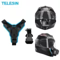 TELESIN สายรัดหมวกนิรภัยสำหรับรถจักรยานยนต์กล้องด้านหน้า Chin Mount สำหรับ GoPro Hero 8 7 6 5 DJI Osmo Action อุปกรณ์เสริม