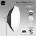 Octa Softbox 120 cm กล่องไฟ Softbox 8 เหลี่ยมสำหรับไฟที่ใช้ Bowen Mount