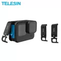 Telesin สำหรับ GoPro 9 แบตเตอรี่ฝาปิดฝาอลูมิเนียมอัลลอยด์ง่ายที่ถอดออกได้ Type-C ชาร์จปกพอร์ตสำหรับ Gopro ฮีโร่ 9 สีดำ