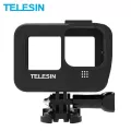 Telesin VLOG กรอบที่อยู่อาศัยกรณียึดติดกับรองเท้าเย็นแบตเตอรี่ด้านข้างฝาครอบหลุมสำหรับ Gopro Hero 9 สีดำอุปกรณ์เสริมสำหรับกล้อง