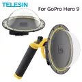 Telesin 6 '' โดมพอร์ต 30 เมตรกรณีที่อยู่อาศัยกันน้ำที่มีด้ามจับทริกเกอร์ดำน้ำปกสำหรับ Gopro ฮีโร่ 9 สีดำอุปกรณ์เสริม