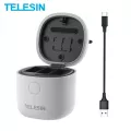 Telesin 3 สล็อตชาร์จสำหรับ Gopro ฮีโร่ 9 ไฟ LED TF เครื่องอ่านบัตรการจัดเก็บกล่องชาร์จสำหรับ Gopro ฮีโร่ 9 สีดำ
