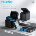 Telesin แบตเตอรี่สำหรับ Gopro ฮีโร่ 9 8 7 6 5 3 วิธีไฟ LED แบตเตอรี่ชาร์จ TF การ์ดที่เก็บแบตเตอรี่สำหรับ Gopro ฮีโร่ 5 6 7 8 9 สีดำ