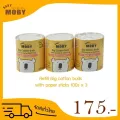 คอตตอนบัต ก้านกระดาษ คอตตอนบัตหัวใหญ่ BABY MOBY เบบี้ โมบี้  ชนิดเติม 100 ก้าน 3กระปุก
