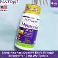 วิตามิน นอนหลับ แบบเม็ดอม รสสตรอเบอร์รี่ Sleep Aids 10 mg, Fast Dissolve, Maximum Strength, Strawberry Flavor 60, 100 or 200 Tablets Natrol®