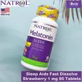 วิตามิน นอนหลับ แบบเม็ดอม รสสตรอเบอร์รี่ Sleep Aids 1 mg, Fast Dissolve, Strawberry Flavor 90 Tablets  Natrol® หลับเร็ว หลับลึก หลับสบาย
