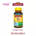 Nature Made Vitamin D3 50 mcg 2,000 IU 90 Softgels วิตามินดี 3 90 ซอฟท์เจล