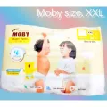 Moby ผ้าอ้อมสำเร็จรูป สัมผัสนุ่ม เจลซึมซับพิเศษแห้งเร็ว กระจายขิงเหลวได้ทั่วแผ่น ครบไซ้ มีตัวเลือก เทป/กางเกง