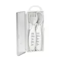 BEABA ช้อนส้อมพร้อมกล่อง 2nd age training fork and spoon storage case included - GREY
